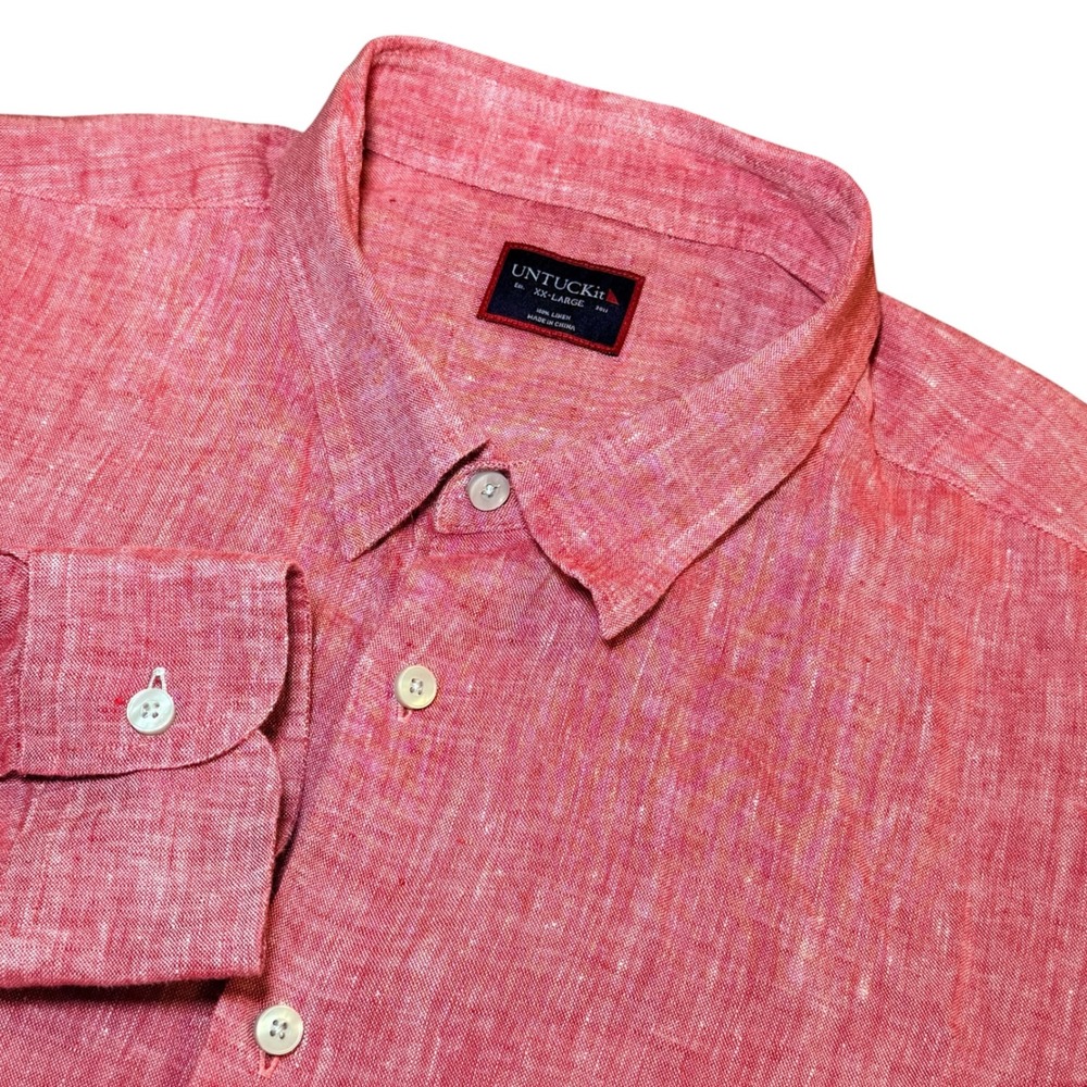UNTUCKit‎ Certan-De-May Red Linen Button Down Shirt Mens XXL Wrinkle Resistant